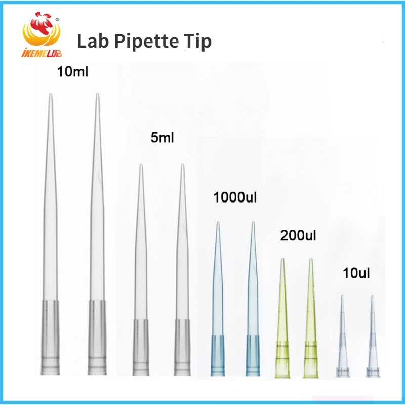 Lab Plastic Pipette Tip 10ul 200ul 1000ul 5ml 10ml Disposable MicroPipette Tips Transparent Autoclavable Medical Supplies