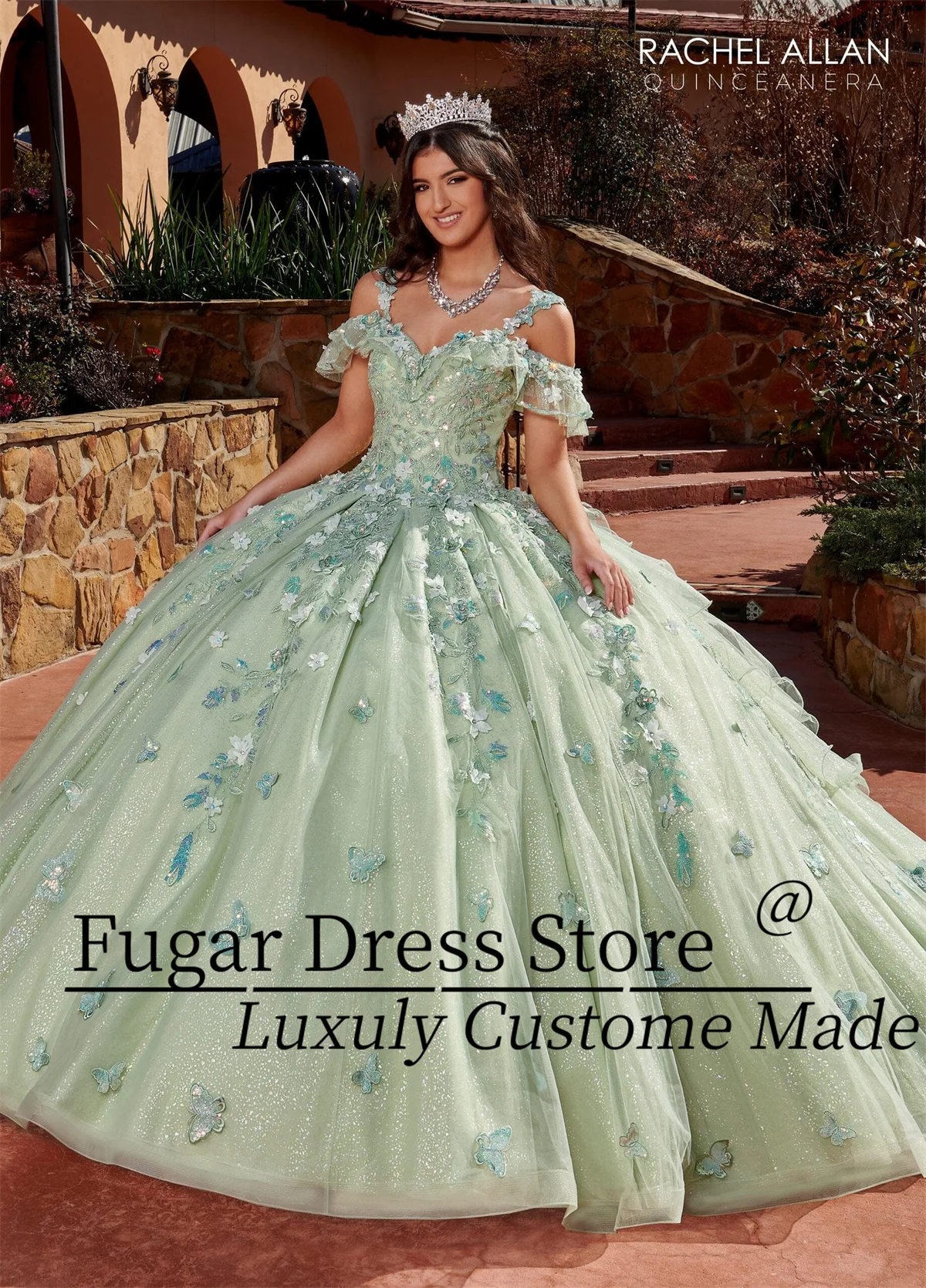 Blush Pink Rose Gold Quinceanera Dresses 3D Flower Lace Decal Sweetheart Collar Removable Shoulder Strap Vestidos De 15 Anos 24