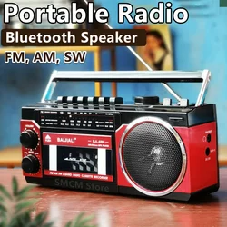 Retro Multi Band Radio, Multi Function, High Volume Tape Wireless Bluetooth Caixa De Som Family Party Elderly Radio Audio TF USB