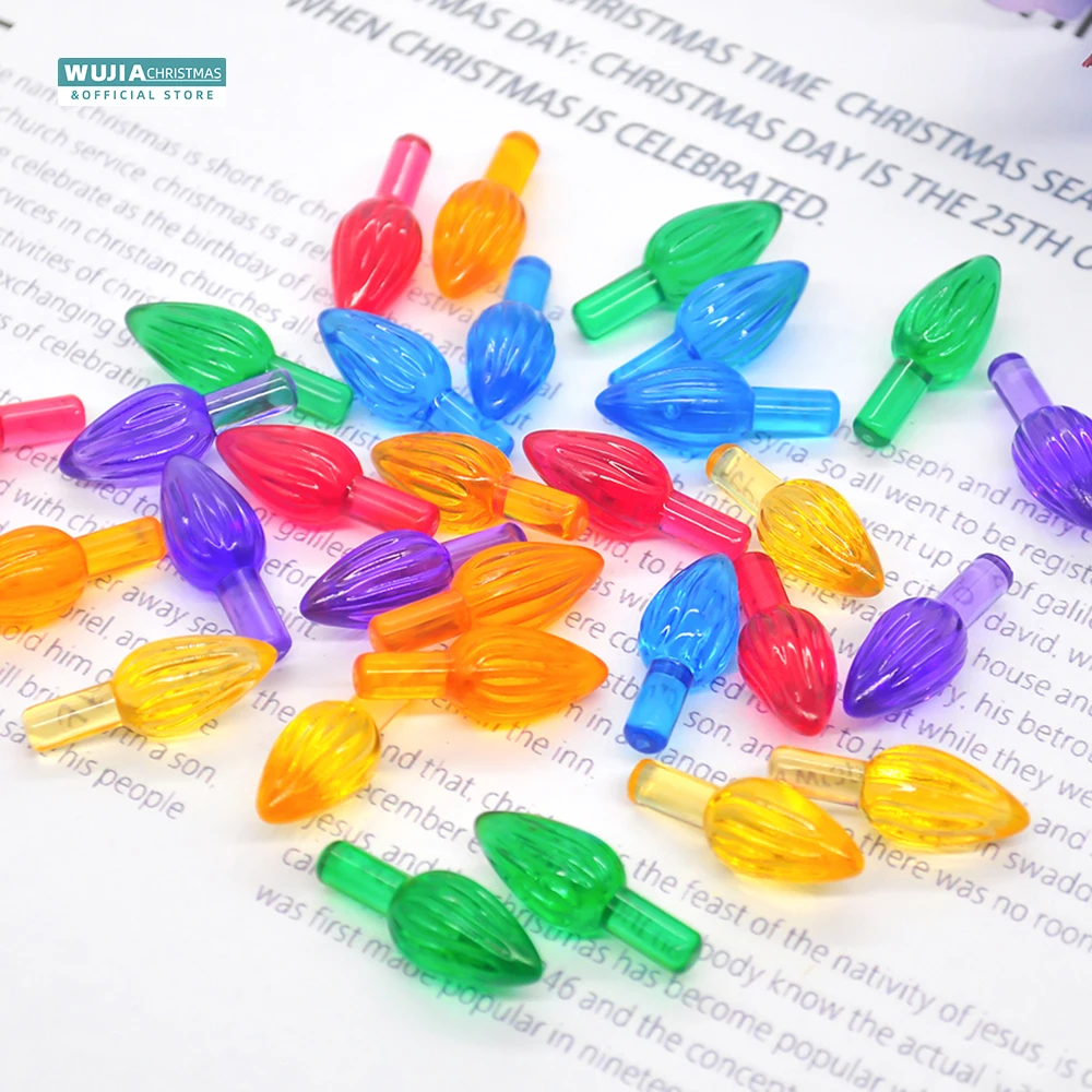 50pcs Ceramic Christmas Tree Replacement Lights Multi Colors Medium Twist Light Country Art Ornaments Natal Party Decor Navidad
