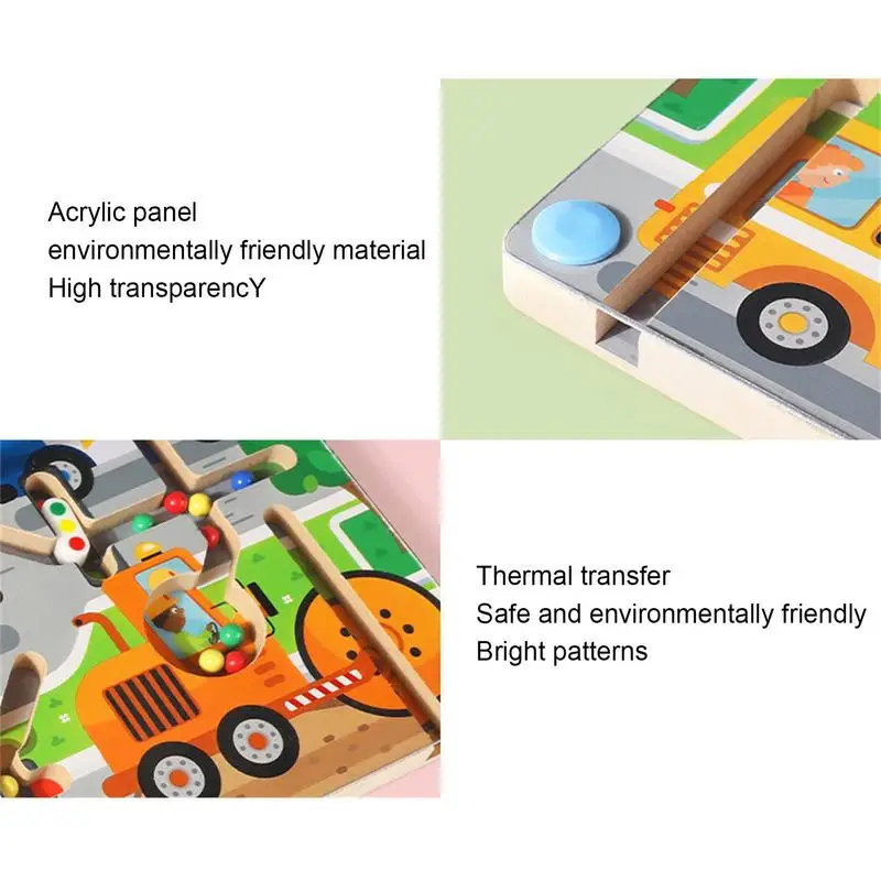 لعبة المتاهة الخرز الخشبي المغناطيسي ذات الملمس الجيد للتعلم المبكر لعبة تعليمية هدية للسفر والأنشطة المنزلية الخارجية والداخلية