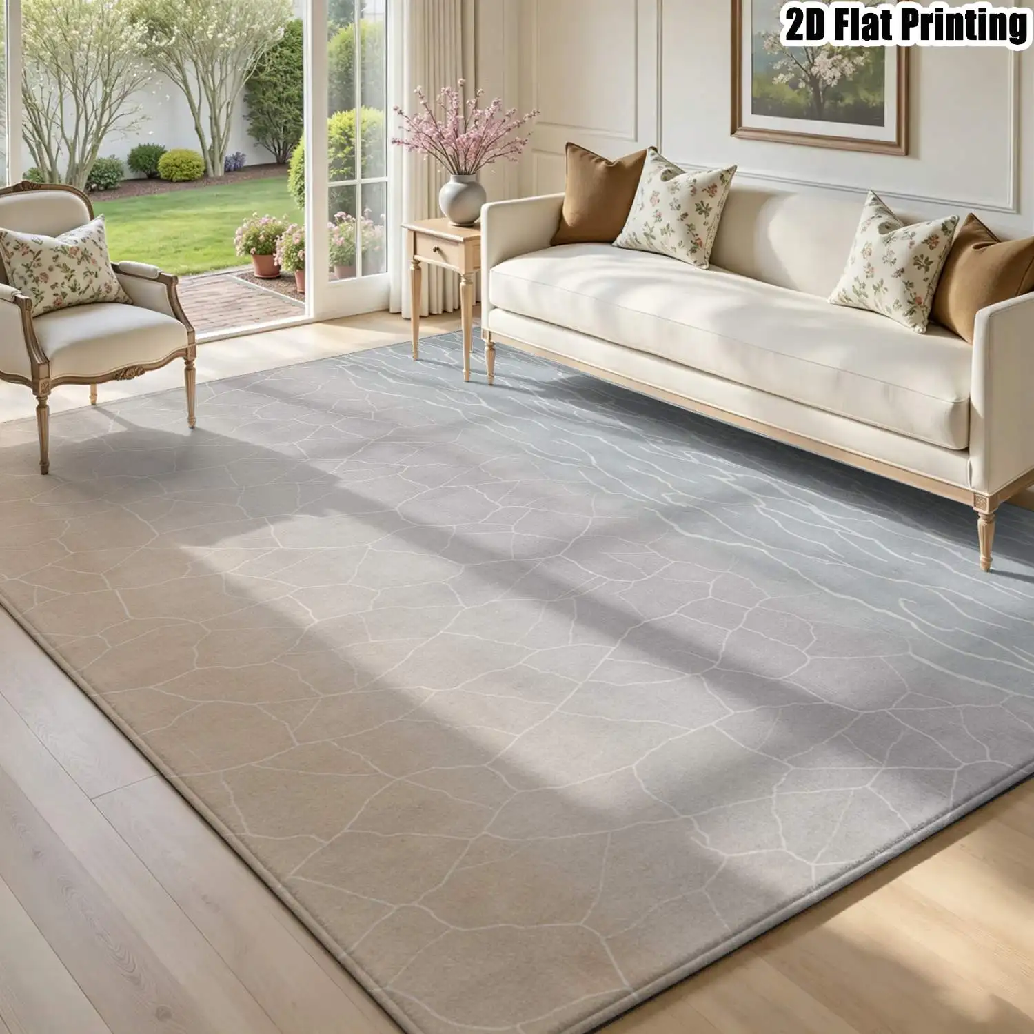 1Pc 2D Printed Carpet: Gradient Crackle Texture, Nordic/Instagram Style, Modern Minimalist Geometric Striped Vintage Rug, Multi-Size, Machine Washable, for Entrance, Dining, Foyer, Bedroom, Living Room Home Decor