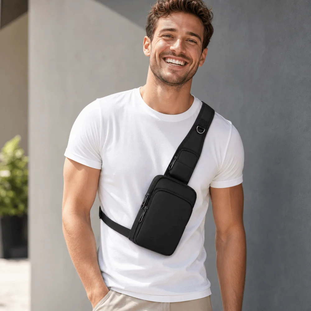 Tragbare RFID-blockierende Brusttasche, diebstahlsichere wasserdichte Umhängetasche, lässige einfache Messenger-Tasche für den Arbeitsweg – Detail 8
