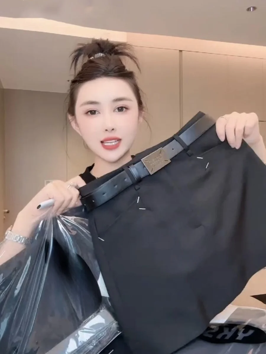 

High Waist Short Black Skirt Women's Slimming Summer Fashion Versatile Base A-Line Wrap around Half Body Skirts
