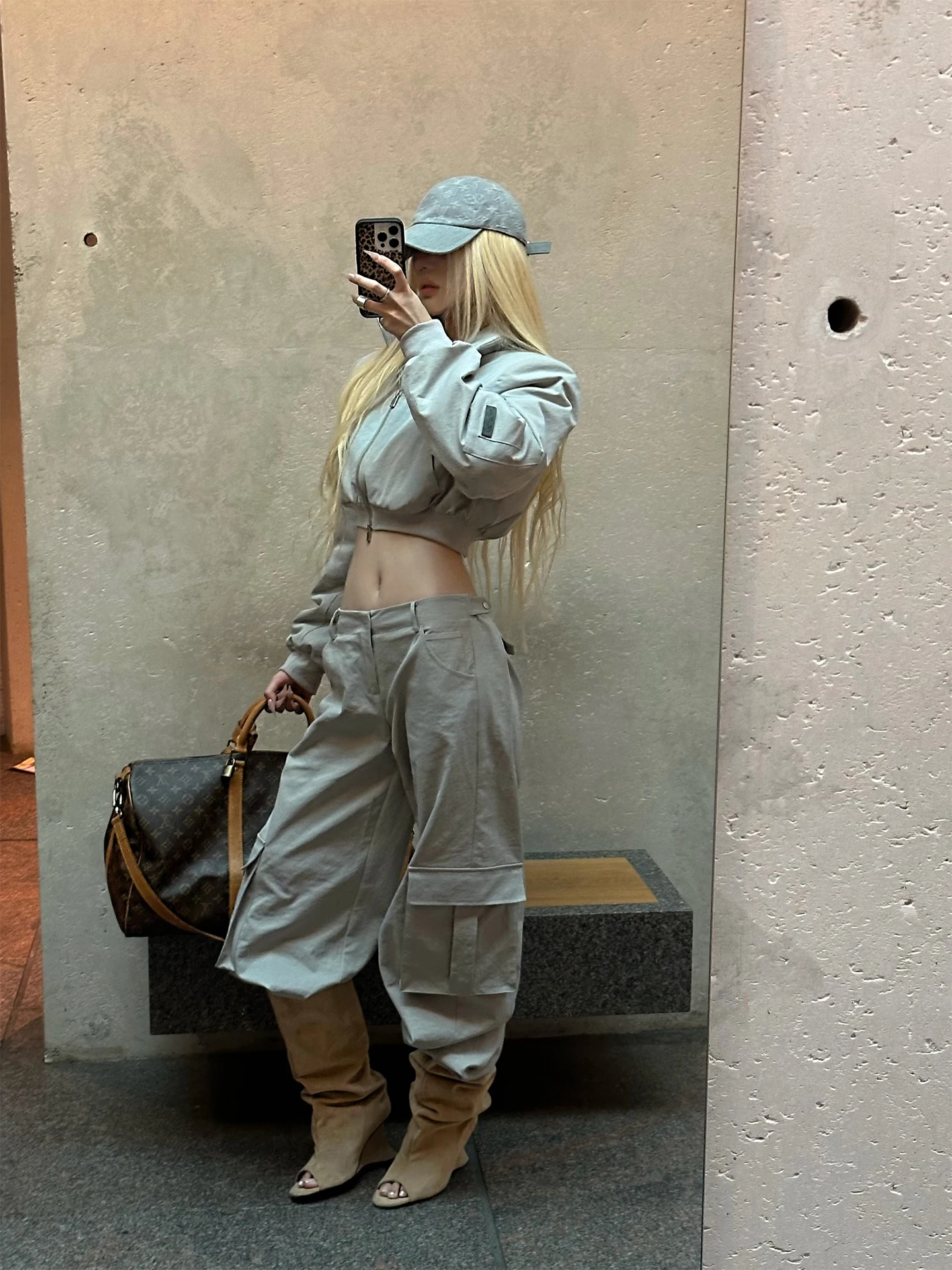 

Rase Le Sol Harore Plan Short Cotton Jacket And Wide Leg Pants Workwear Set Women's Fashion Street Style Winter Outfit