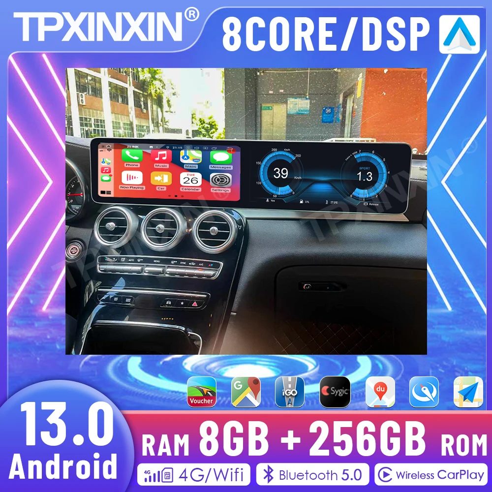 

Автомобильная магнитола CarPlay, 12,3 дюйма, Android 13, для Mercedes Benz GLC Class 2015-2024, NTG 5,0/5,5/6,0, мультимедийный плеер, GPS-навигация, головное устройство