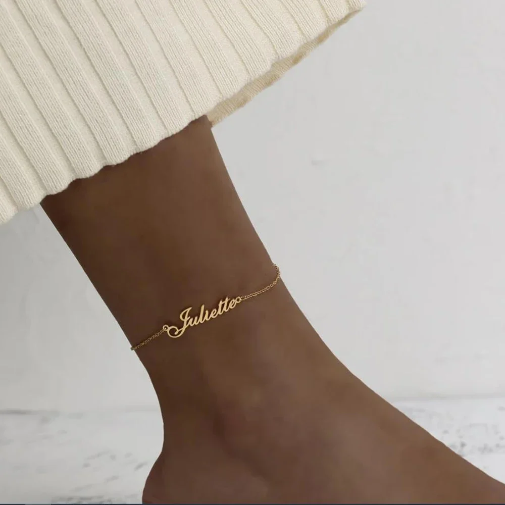 

Custom Name Anklets For Women Personalized Gold Color Stainless Steel Leg Chain Summer Beach Party Vacation Jewelry Gifts