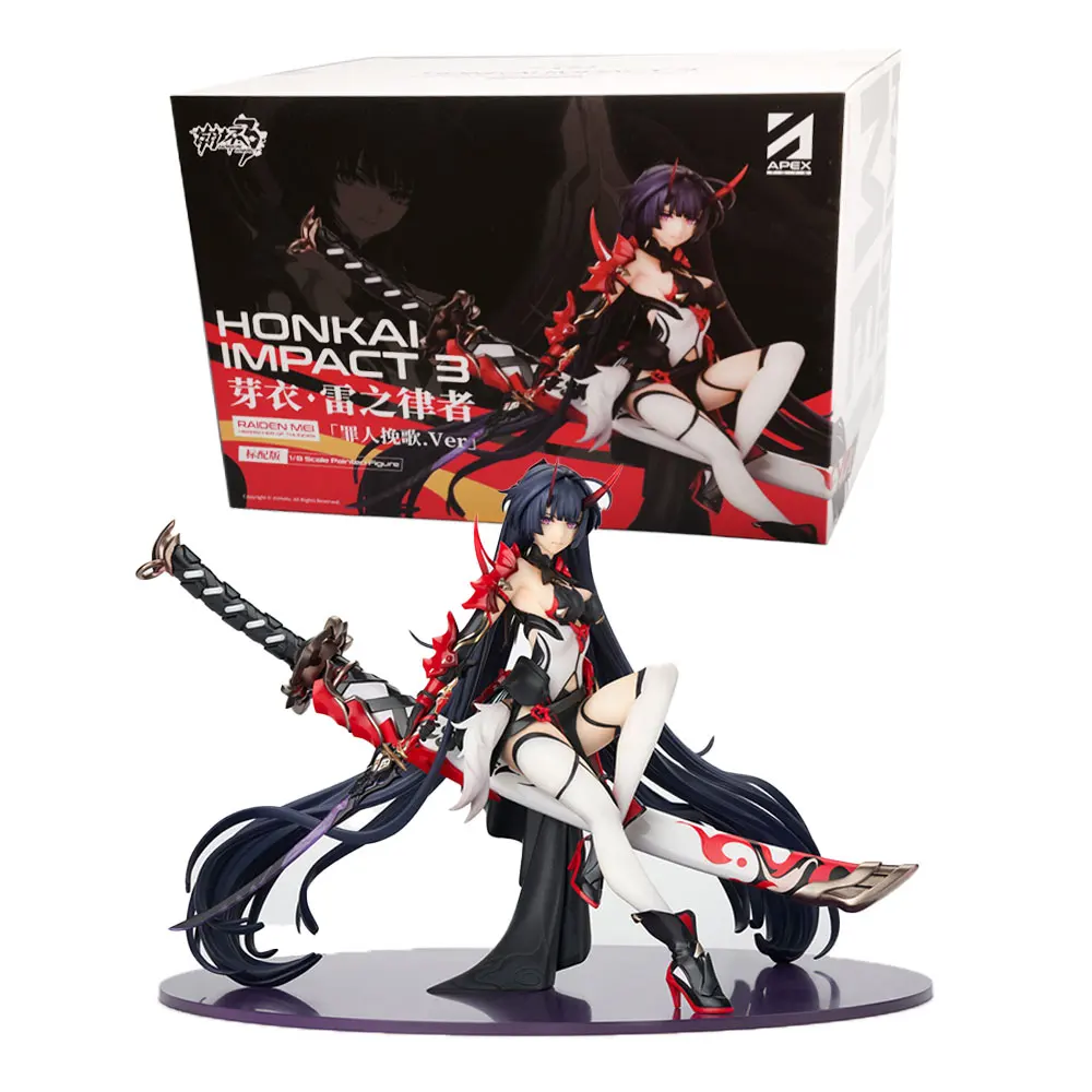 19CM Anime Game Honkai Impact Figure Raiden Mei Sitting Anime Model Toy Gift Collection Decorative Ornament PVC