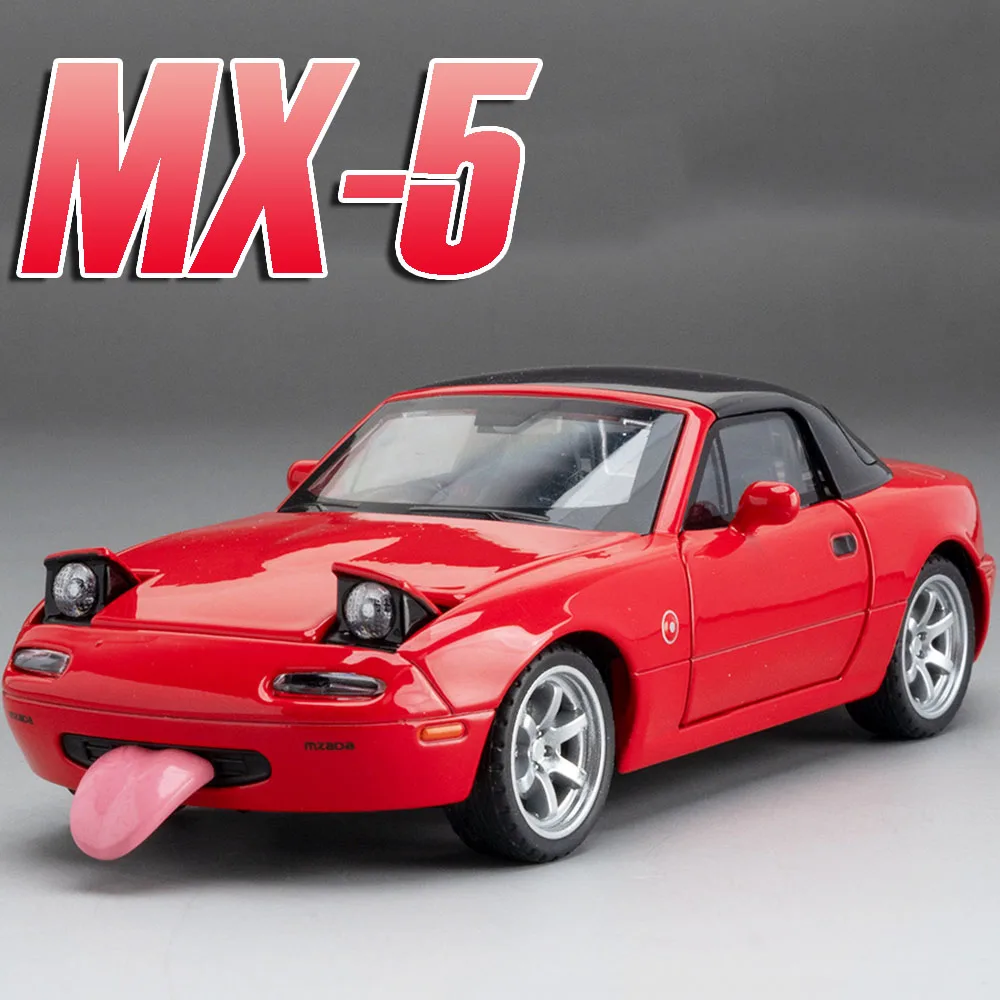 1:32 MX-5 RX-7 Model Auto Miniatuur Speelgoed Legering Diecast Geluid Licht Trek Deur Geopend Rubberen Banden voor Jongens Educatief Speelgoed