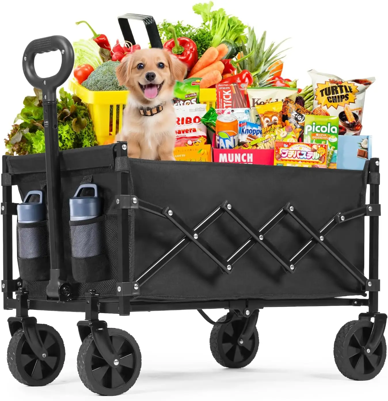 

Collapsible Wagon Cart Foldable 100L Portable Folding Wagon Cart with Wheels Outdoor Lightweight Utility Carts with 350lbs Weigh