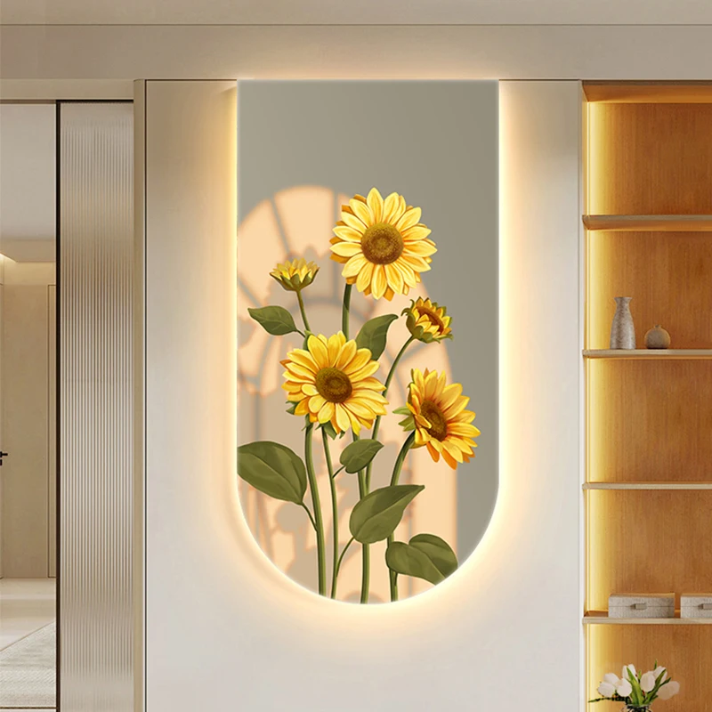 Sunflower Entrance Decoration Painting U-shaped Living Room Led Lighting Painting Room Decoration Wall Lamp Led Lights Lamp