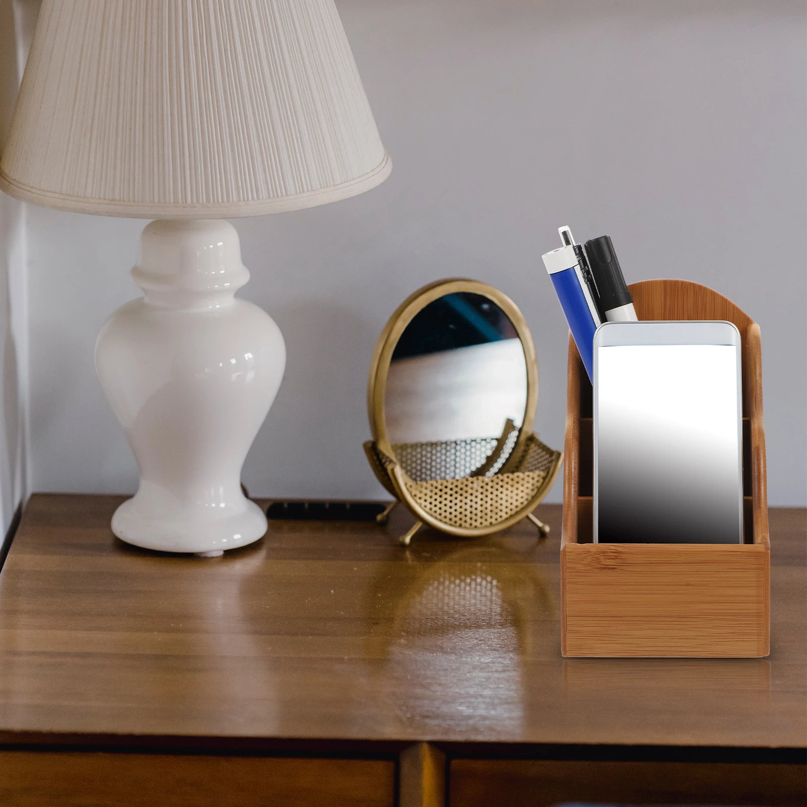 Bambus Lagerung Halter Desktop Organizer Für Home Office Telefon Controller Halter Stift Lagerung Box Container Leichte