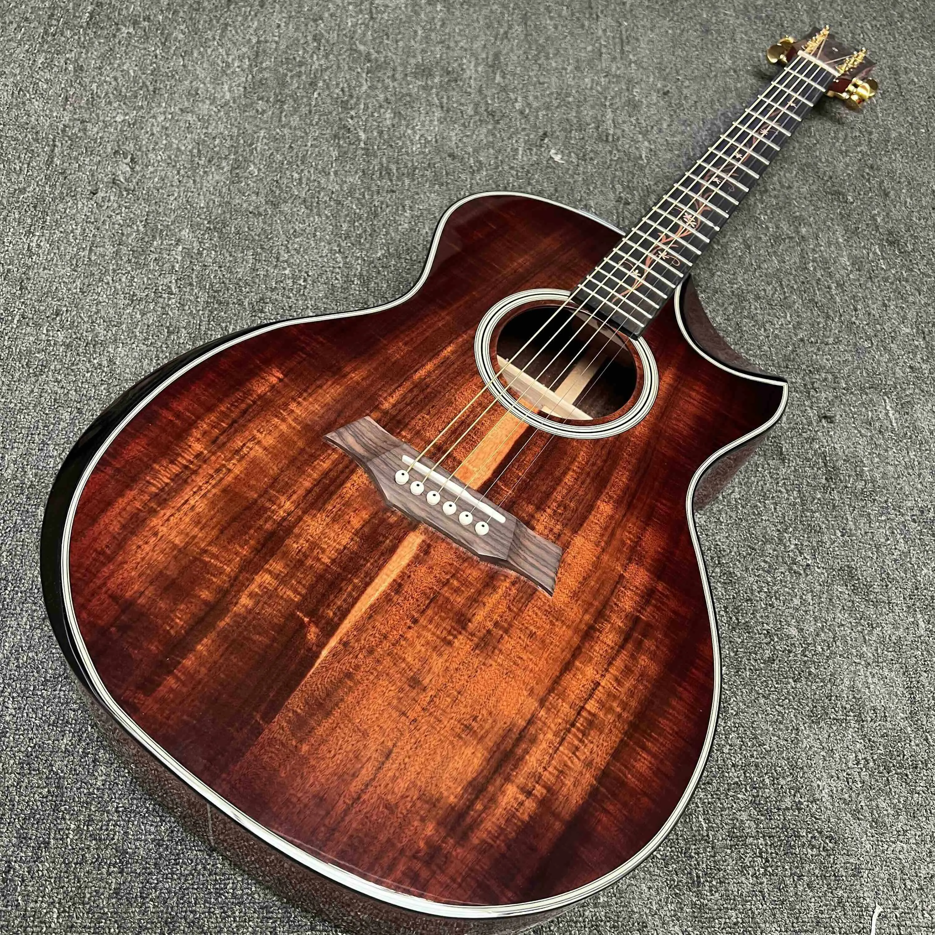

Изготовленная на заказ акустическая гитара ALL SOLID KOA с деревянным вырезом, гриф из черного дерева, 40 дюймов