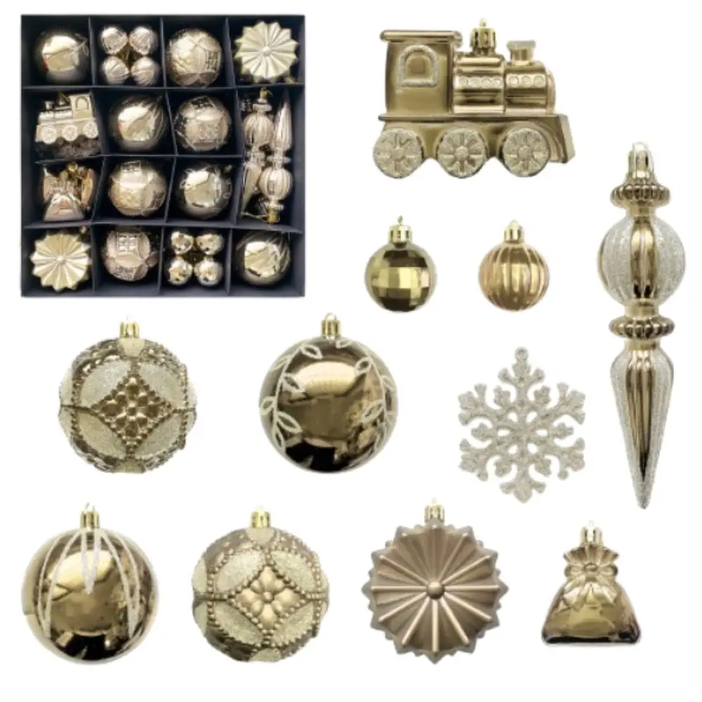

60pcs Painted Glitter Christmas Balls Pendant Shatterproof Elegant Electroplated Hanging Balls Reusable Xmas Tree Ornaments
