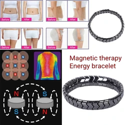 Weight Loss Magnetic Power Therapy Bracelet for Men Women W Shape Black Hematite Stone Beads Stretch Health Care Couple Jewelry