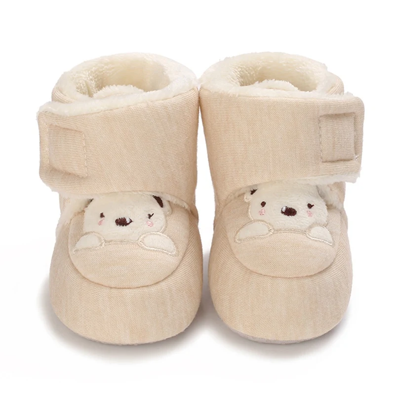 Botas para caminar con estampado de oso para bebé, zapatos para caminar para bebé de 0 a 12 meses, ajustables, cómodos y cálidos, Otoño e Invierno