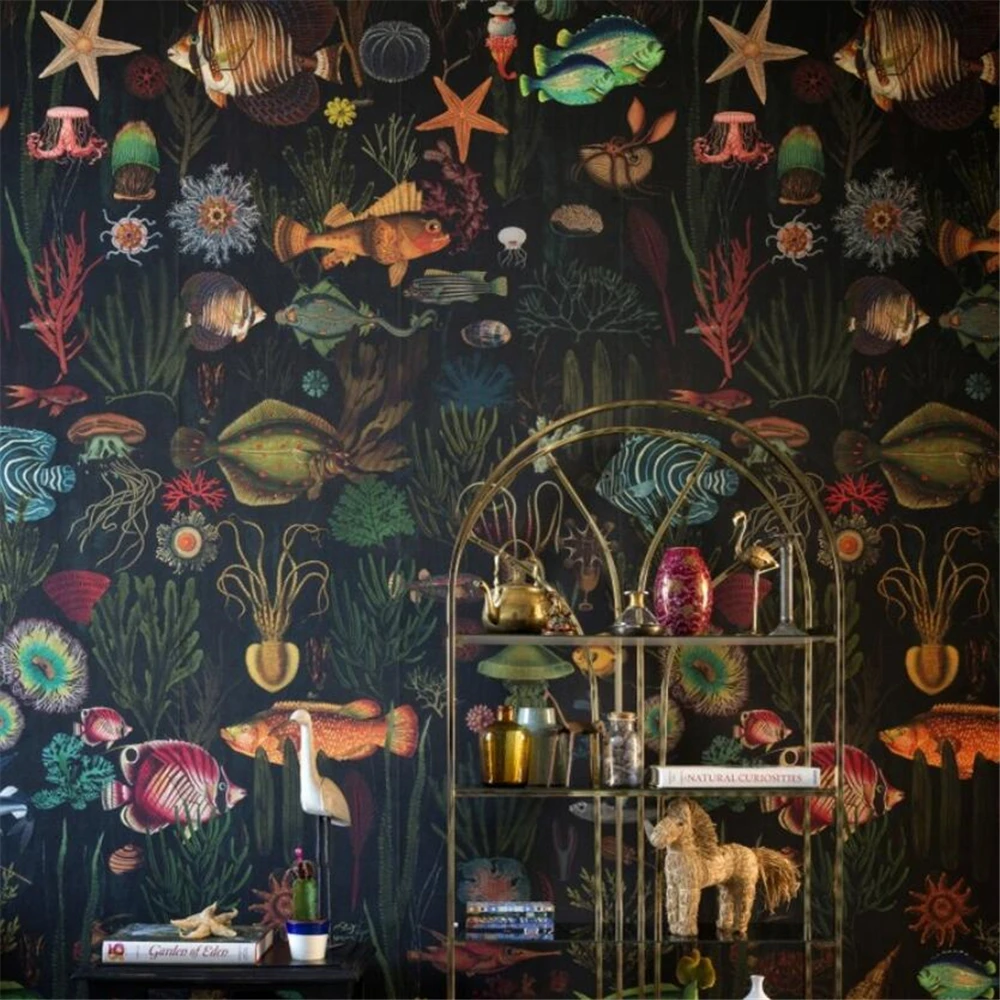 custom Murales Retro ancient fish mural background home decorations 3d wallpaper for living room TV background art wall stickers