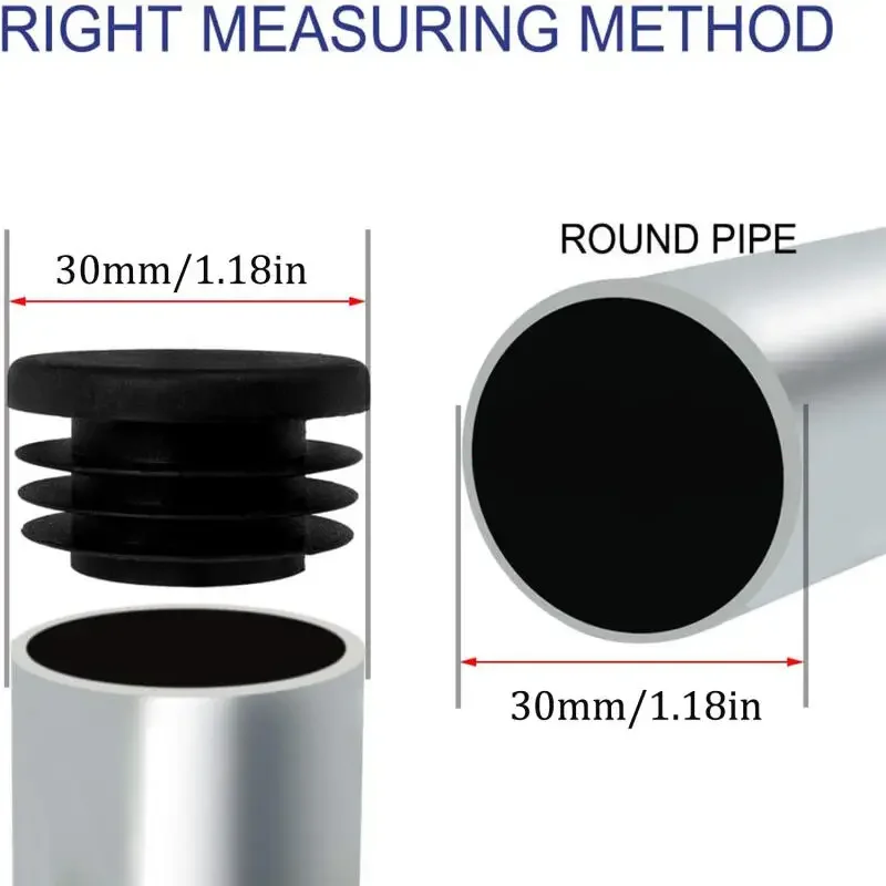 8/16/32pcs Round Steel Pipe Plastic Hole Plug Insert End Cap Furniture Chair Leg Cover Glide Protection Metal Tubing Alloy