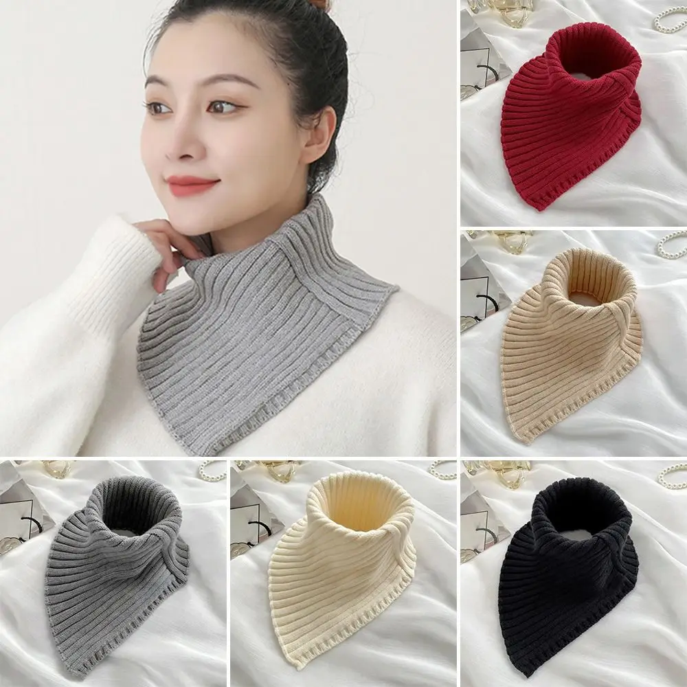 Knitted Fake Collar Scarf Women Warm Turtleneck Neck Warmer Detachable Winter Windproof Scarf