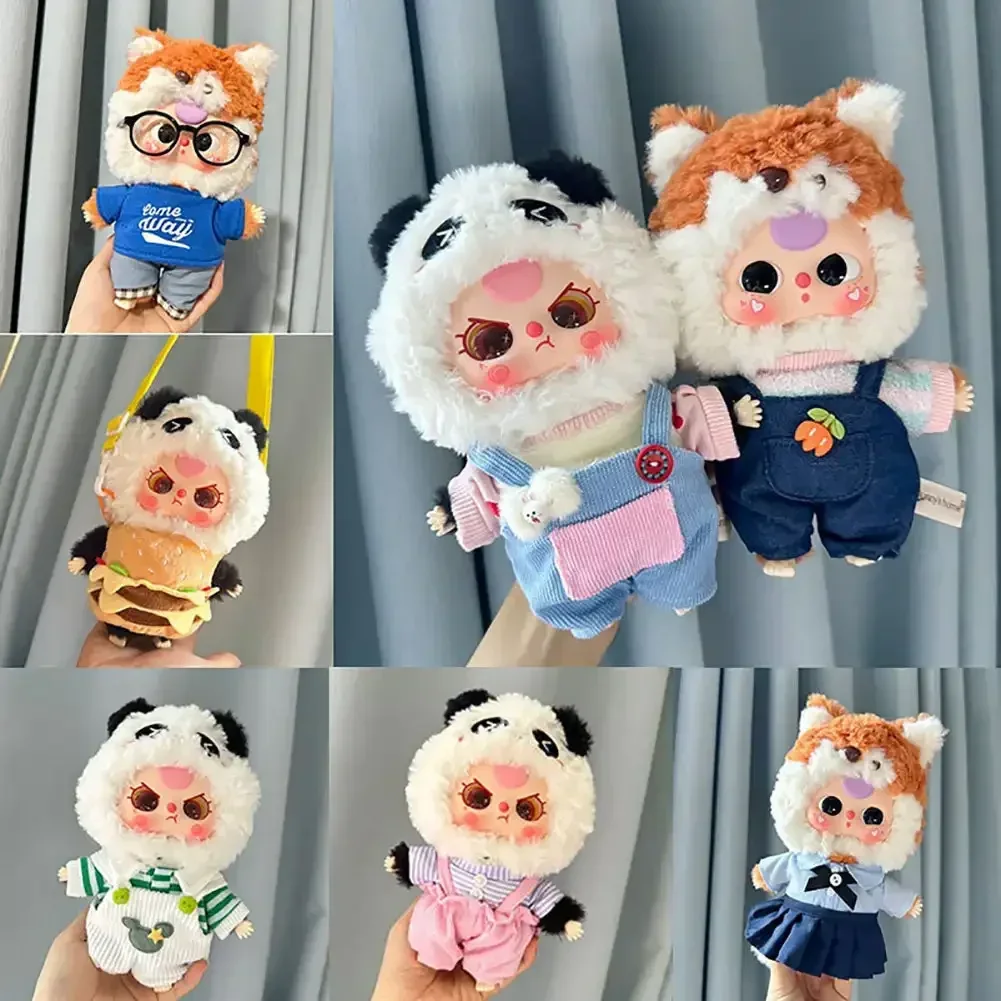 20CM Cotton Doll Rompers Cartoon Plush Doll Replacement Outfit Playing House Accessories for labubu for baby three V3 Clothes