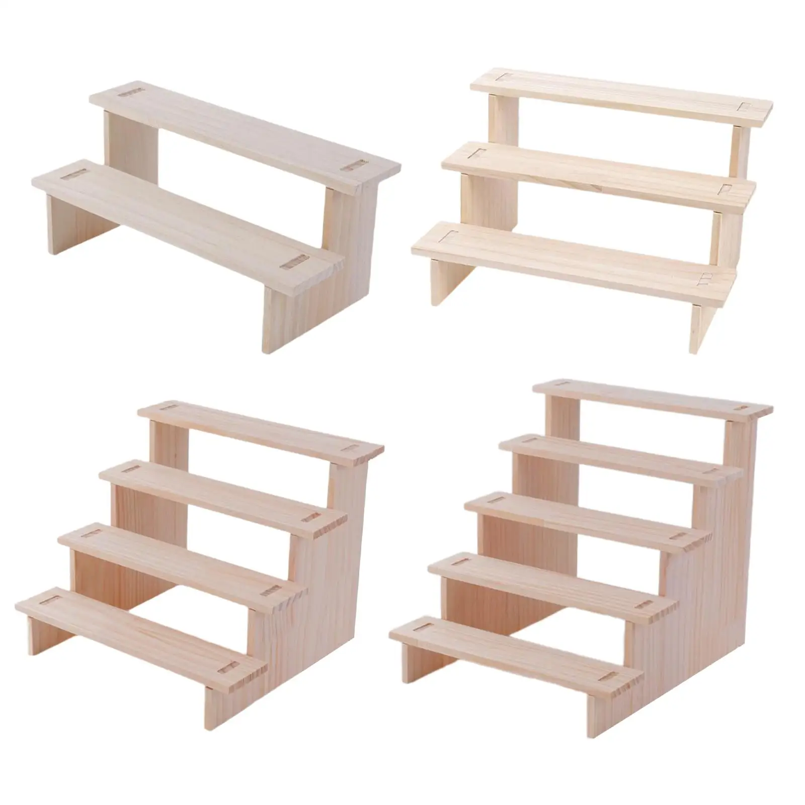 

Wooden Display Riser Stand Tiered Organizer for Figurines Dolls Restaurant