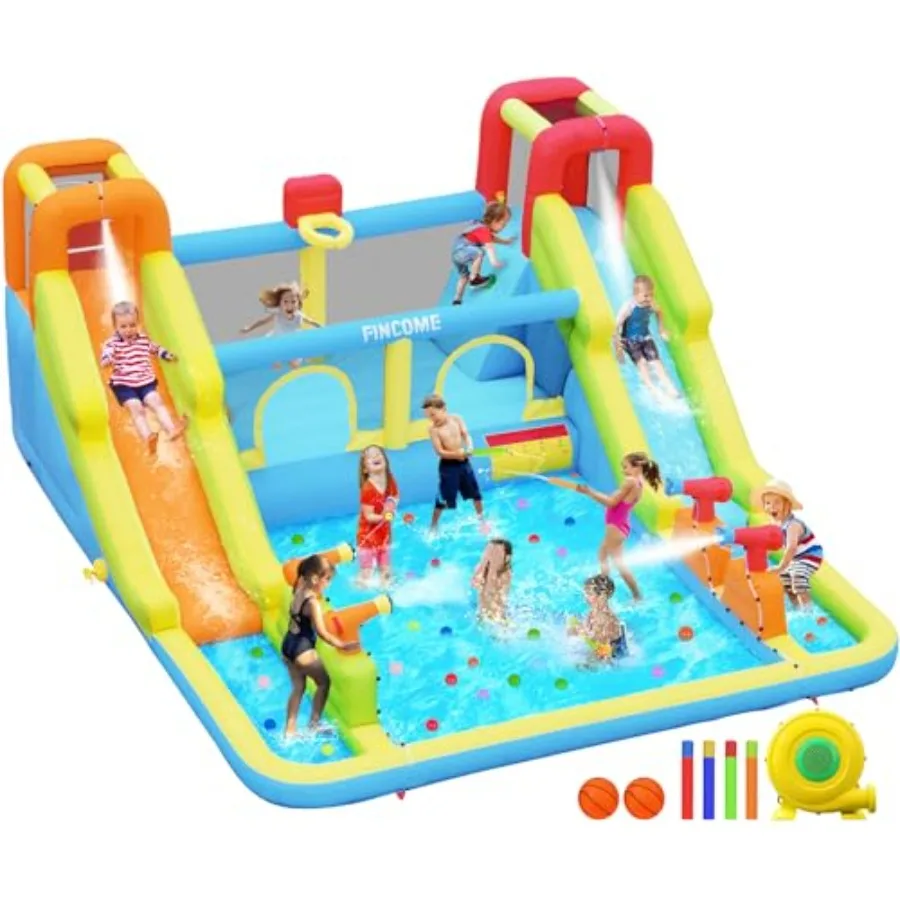 

Надувной батут-горка для воды с двойными горками, для использования в помещении и на улице, с воздуходувкой для детей
