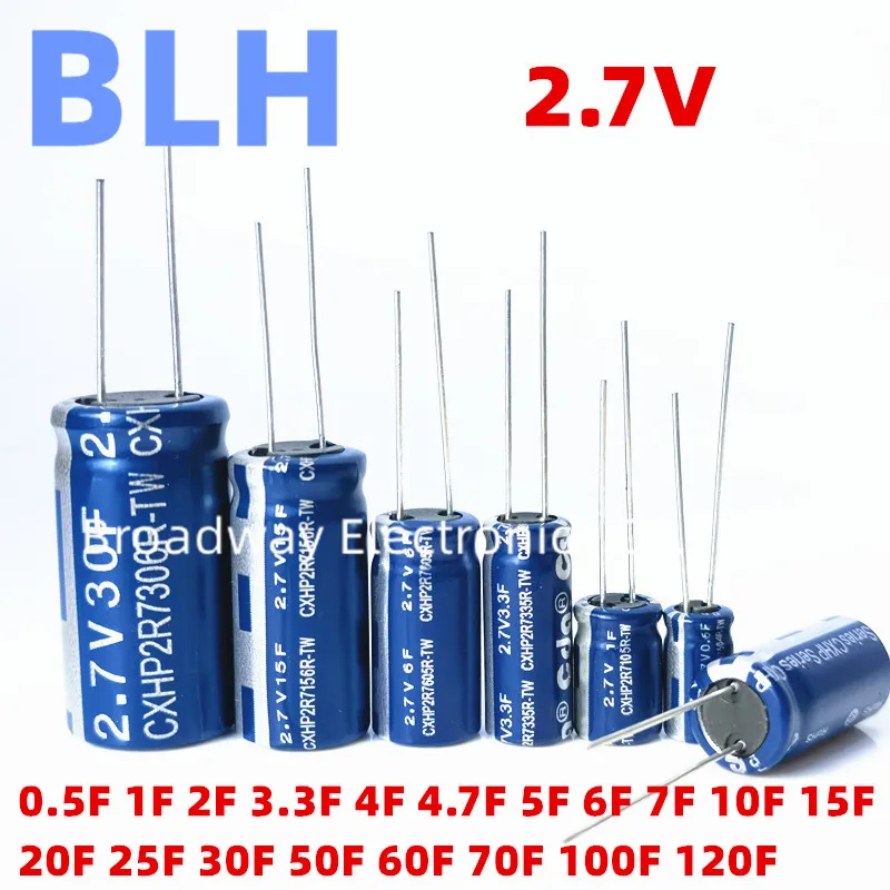 2PCS 2.7V Electrolytic capacitor R-type 0.5F 1F 2F 3.3F 4F 4.7F 5F 6F 7F 10F 15F 20F 25F 30F 50F 60F 70F 100F 120F