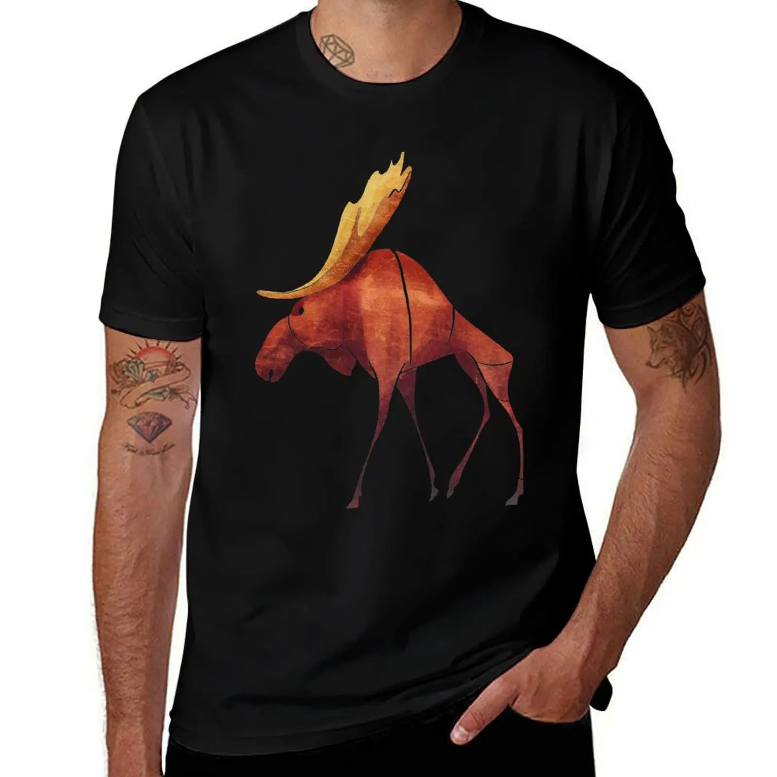

Moose T-Shirt t shirts for man cotton funny t shirt men 100% cotton luxury brand T-Shirt