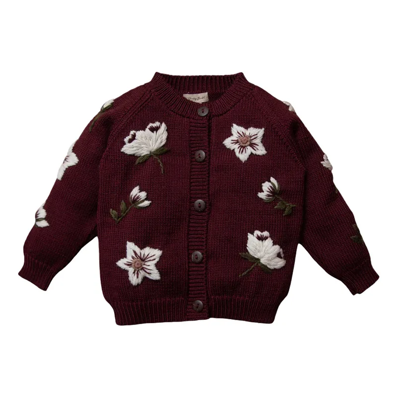 캔디 베이비 키즈 스웨터 2025 가을/겨울 신상 남아 여아 핸드 자수 울 혼방 긴팔 스웨터 가디건 아우터