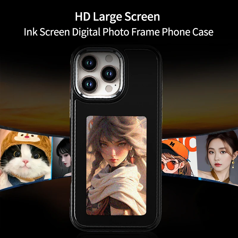 حافظة هاتف بشاشة حبر إلكترونية لهاتف آيفون 15 14 13 برو ماكس ناقل الحركة اللاسلكي 3.7 بوصة ملحقات حافظة هاتف شاشة