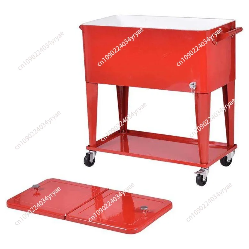 

Mobile Beer Beverage Cooler Ice Bucket Rolling Cart for Outdoor Drink Wine Ice Cooler Cart