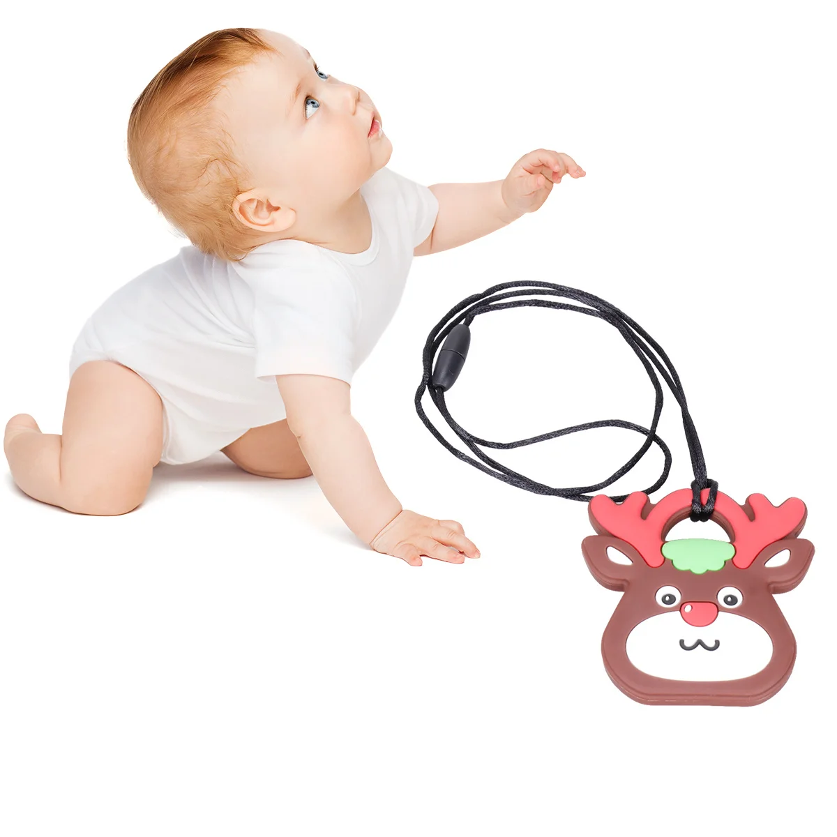 

Детский прорезыватель в форме оленя, мягкий пищевой силикон, прочный, безопасный, жевательный, для младенцев, малышей, детский прорезыватель с оленем