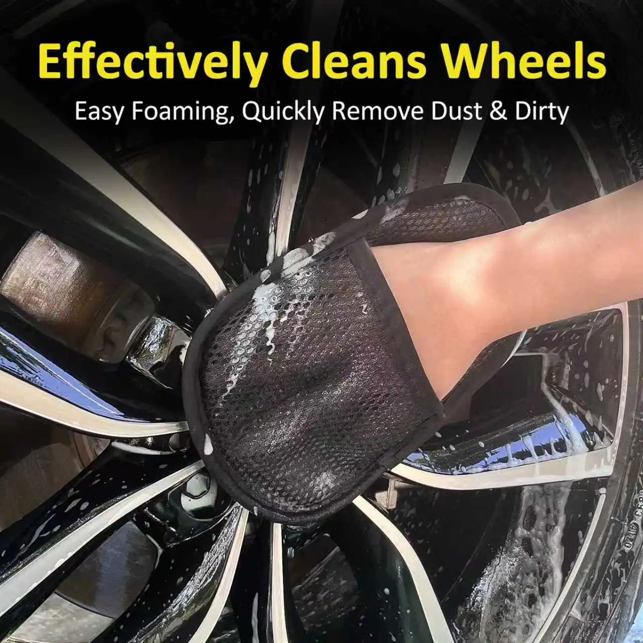 BEAR FORCE Premium Faux Wool Wash Mitt – Ultra-Soft, Breathable Car Detailing Glove for Non-Scratches Washing & Polishing