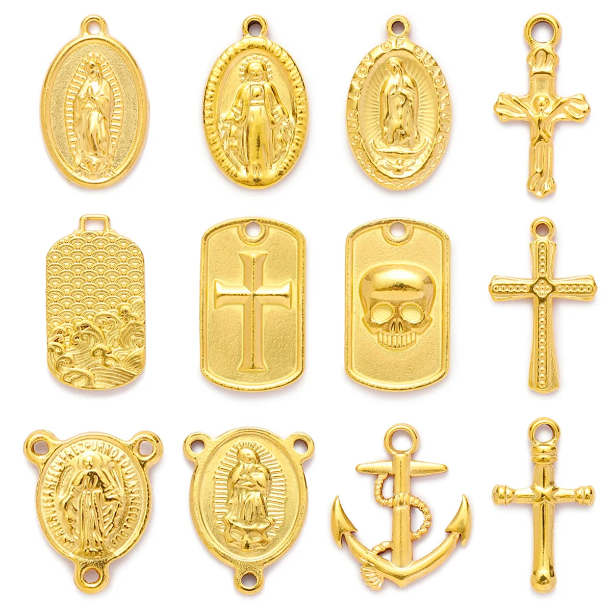 5 шт./лот, религиозные подвески для Святой Мамы из нержавеющей стали «сделай сам», женское ожерелье с крестом, подвески, женские украшения с крестом