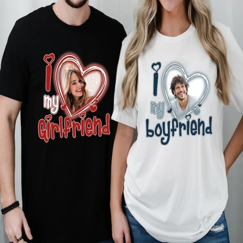 I Love My Girlfriend Shirt Custom Photo T-SHIRTS Couple Valentine ShirtS Gift for Him Gift for Her Shirt I Love My Girlfriend