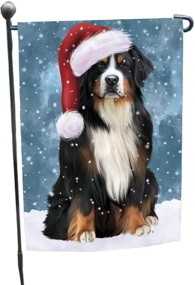 Doggie of the Day Bernese Mountain Dog Garden Flags - Christmas Let it Snow - Double Sided - Yard Porch Lawn Spring Decorative G