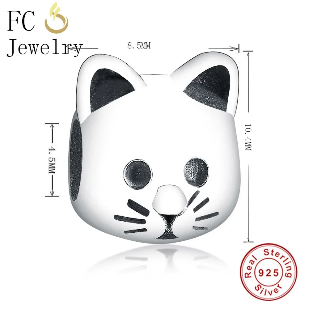 FC Jewelry Fit Original BrandCharms Bracelet 925 Sterling Silver Curious Animal Cat Bead Pendant For Making DIY 2018 Berloque