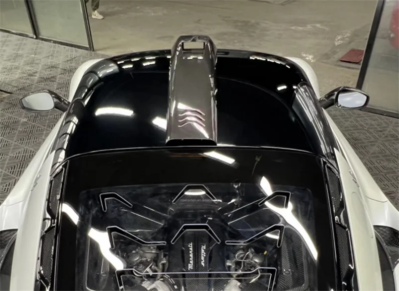 

Used for Maserati MC20 Dry Carbon Fiber OD Style Roof Spoiler MC20 Dry Carbon Fiber Roof air Intake Body Kit