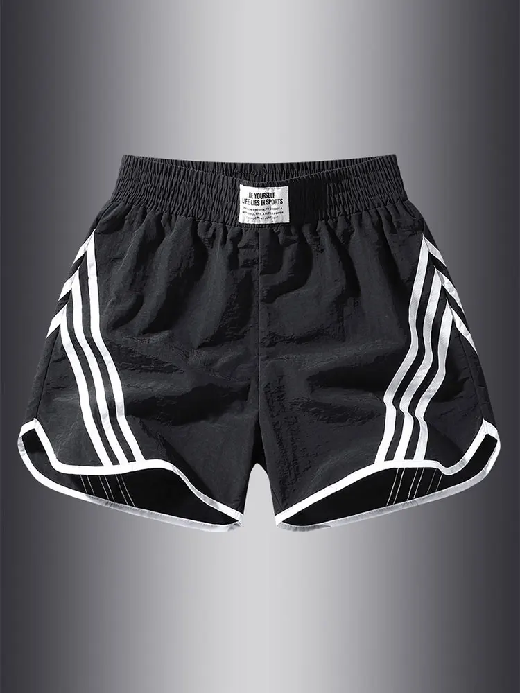 

Мужские спортивные шорты из ледяного шелка, быстросохнущие, дышащие, для бега, средней длины (3-5 дюймов), повседневные, со средней талией, свободного кроя, летние