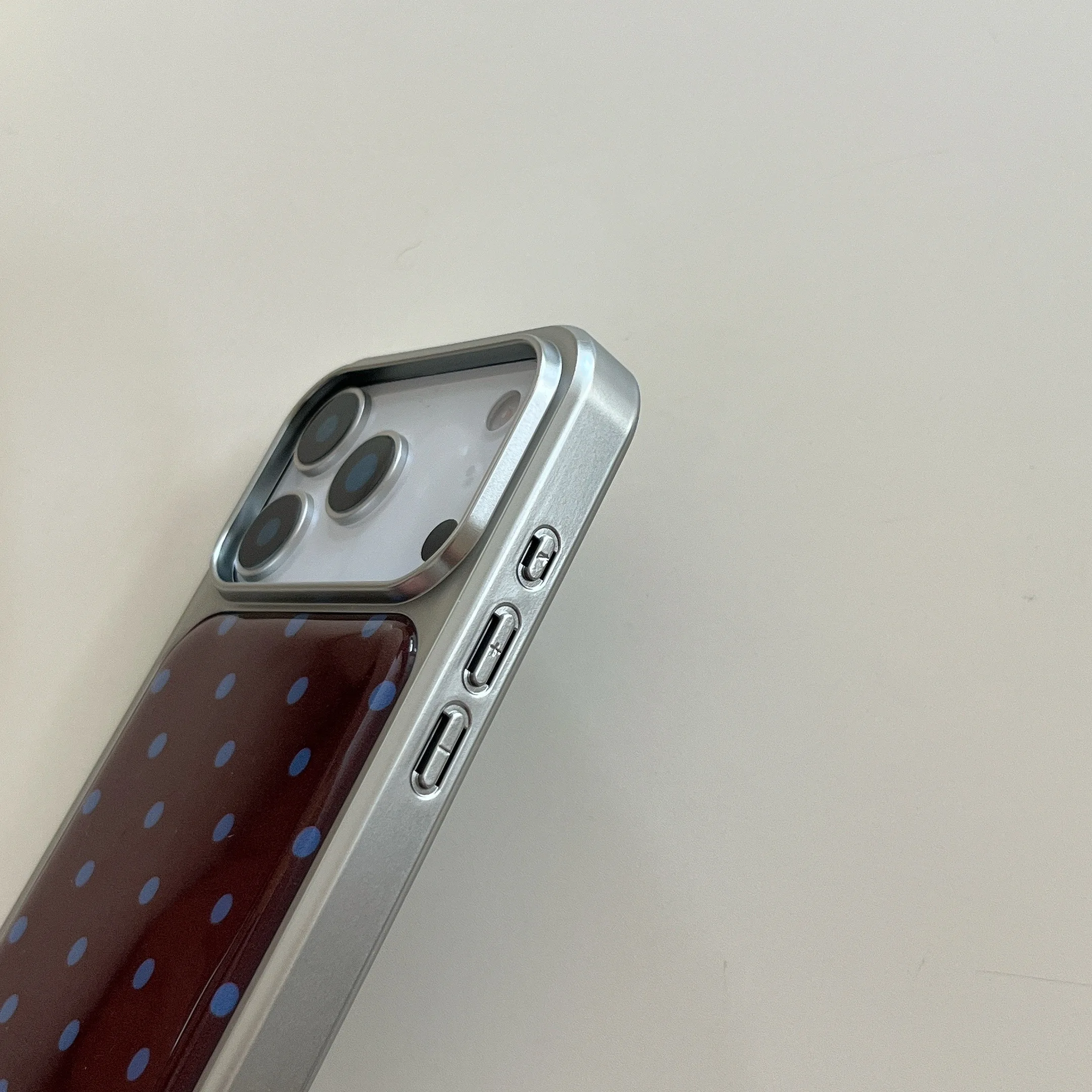 레트로 물방울 무늬 갈색 & 파란색 빈티지 감성 아이폰 17 16 15 14 11 12 13 프로 맥스 플러스 백 커버