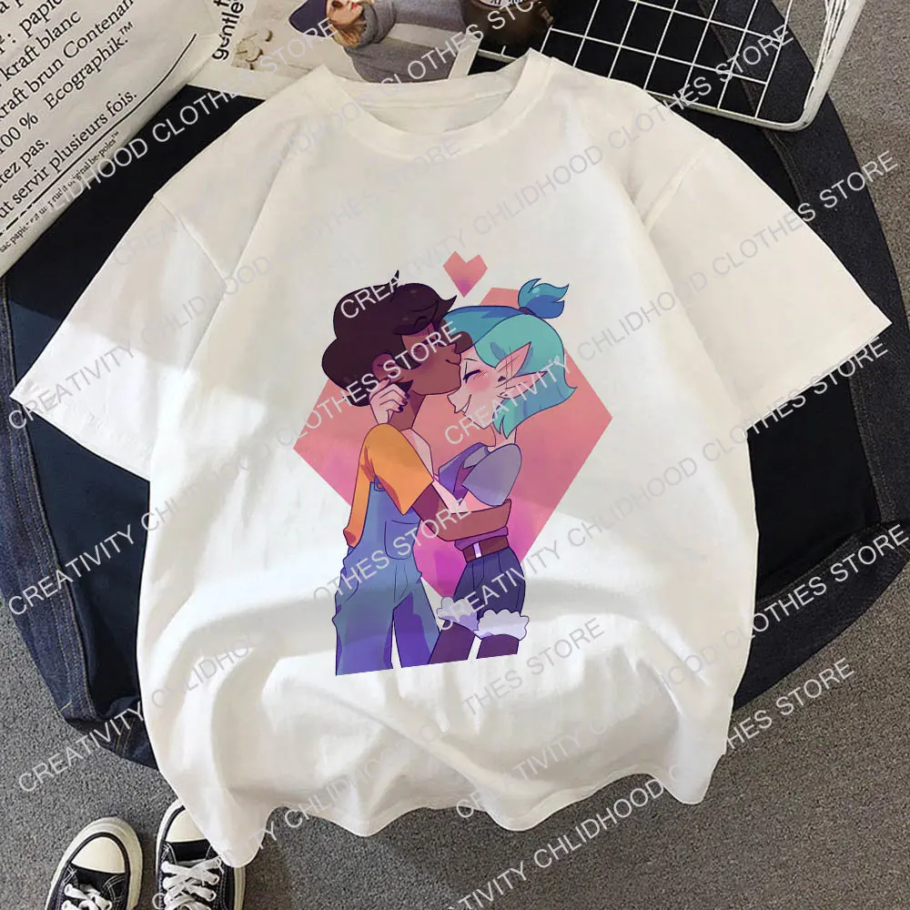 Camiseta Kawaii de la casa del búho para niños, ropa informal de dibujos animados de Anime, camisetas de manga corta para niños, Tops de moda para