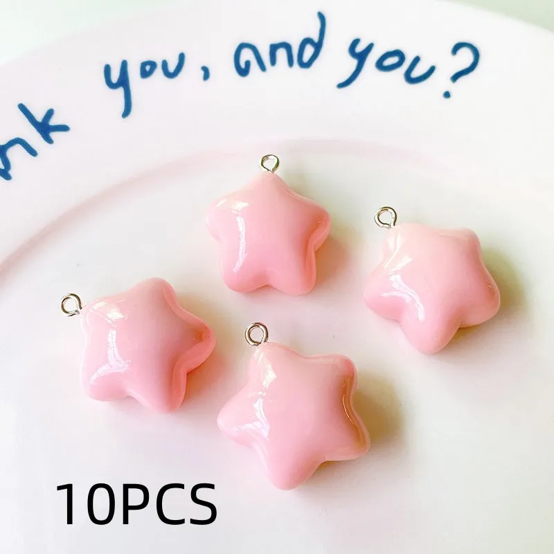 10 قطعة قلادة خماسية ثلاثية الأبعاد من الراتنج الملون الحلوى ، قلادة خماسية جميلة ، إكسسوارات قلادة على شكل نجمة ملونة 2025 #5