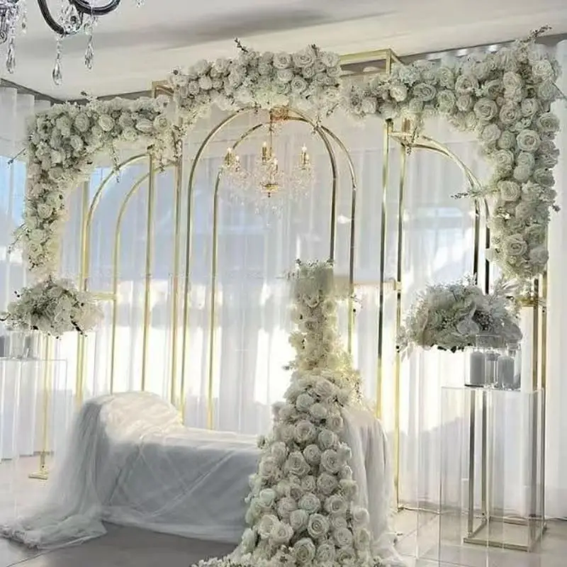 

Outdoor Fashion Wedding Iron Screen Backdrops, Stage Wall Decorative Flower Arch, Party Background Welcome Door Frame 400 cm