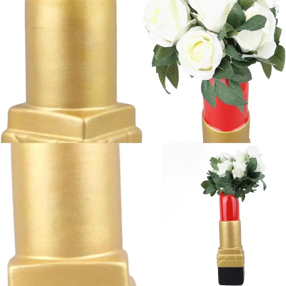 

Ваза для цветов в форме золотой помады для декора дома