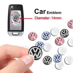 5/10Pcs 14mm Aluminium Metal Car Styling Remote Key Stickers For Volkswagen GTI R-Line R Polo Golf Passat Scirocco Jetta Tiguan