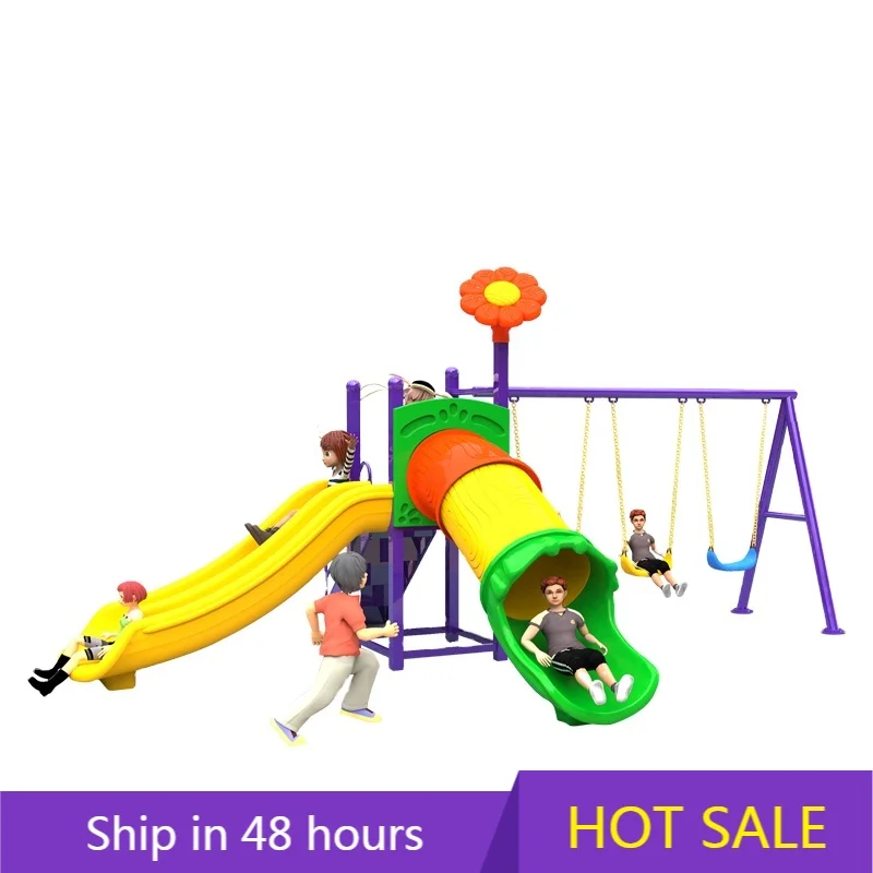 

YTYIN Small Size Plastic Slide and Steel Swing Set for Kids for Outdoor Playgrounds Gardens Schools Airports