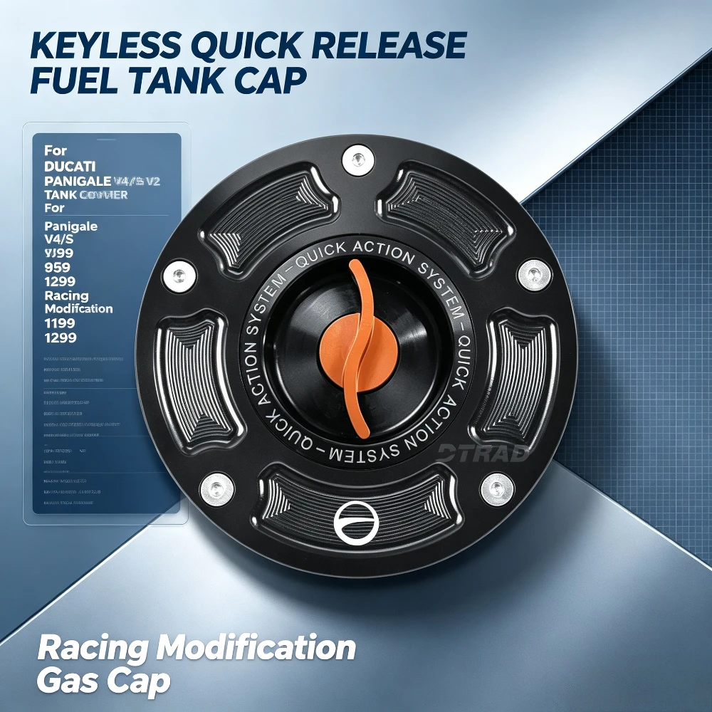 Keyless Quick Release Fuel Tank Cap For Ducati Panigale V4/S V2 899 959 1199 1299 Motorcycle Gas Tank Cover Modification Parts