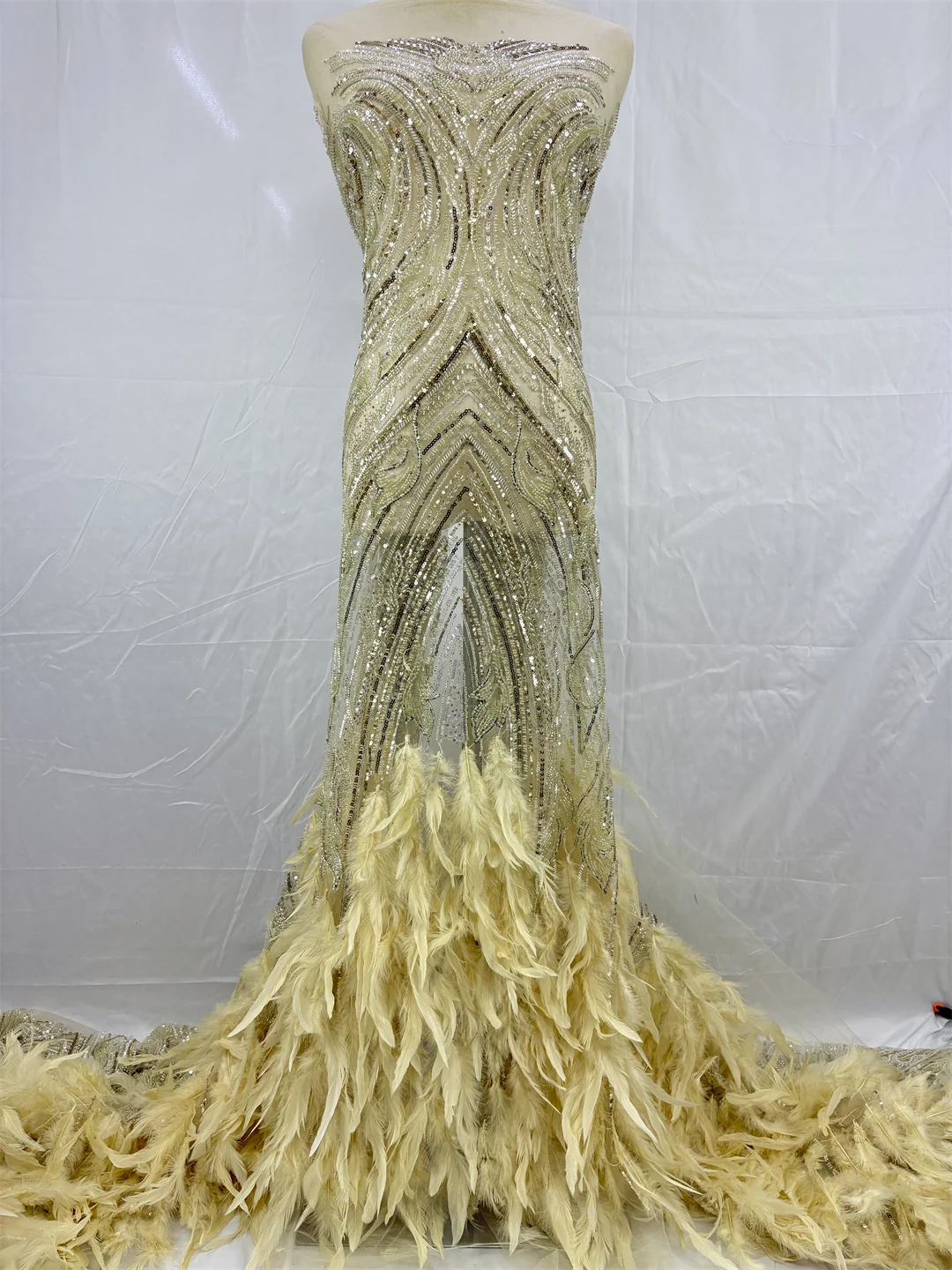 

Африканское 3D перо с блестками, новинка 2025, горячая распродажа, африканская французская вечерняя кружевная ткань, тюль, нигерийская ткань с бусинами для свадебного платья