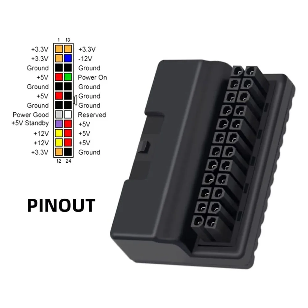 

Mainboard ATX 24 Pin to 90 Degree Modular ARGB Power Plug Adapter Mounting Accessessory Computer DIY