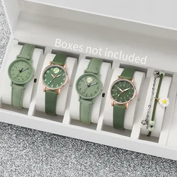 5PCS Fashion Women Watches Small Dial Quartz Watch Casual Leather Band Wristwatches Bracelet Set Reloj Mujer(Without Box)